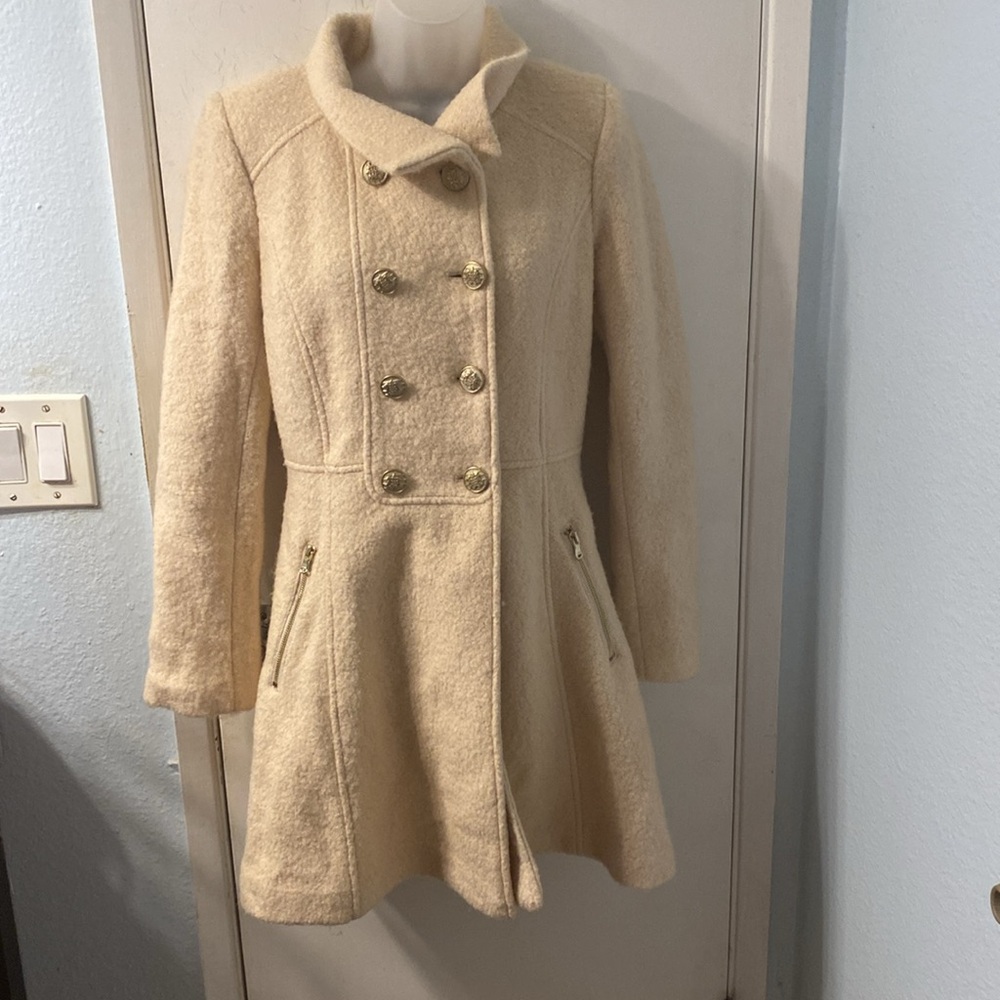 Guess Y2K Beige Wool Blend Pea Coat Size S